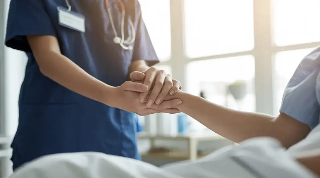 Labor & Delivery hero image showing a pregnant patient being comforted by a healthcare provider